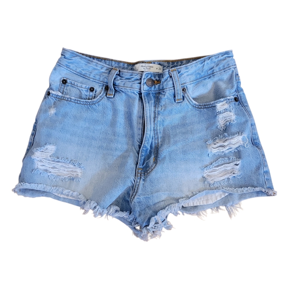 Abercrombie & Fitch Blue Cut-off Distressed Denim‎ Jean Shorts Size 2